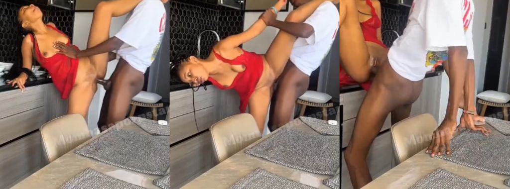 African model and boyfriend attempt new Spider-Man fucking position