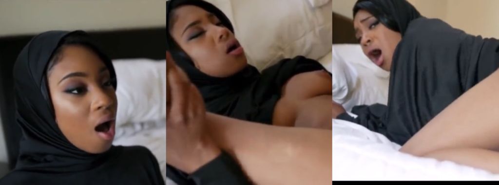 Married Black Chick with Big Booty Wearing Hijab Fucks Tourist Raw