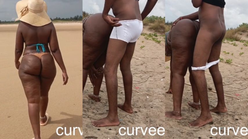 Big Ass Chubby Naija Girl Bend Over for Quickie in the Beach